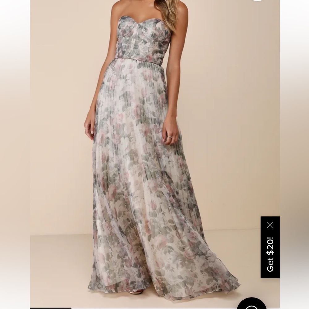 Lulus Most Beautiful Day Ivory Multi Floral Print Organza Maxi Dress